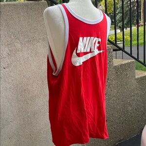 Nike Red Sleeveless Top with White Logo